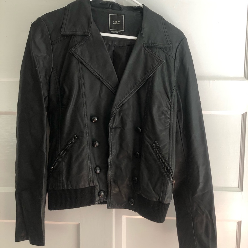 OBEY leather jacket